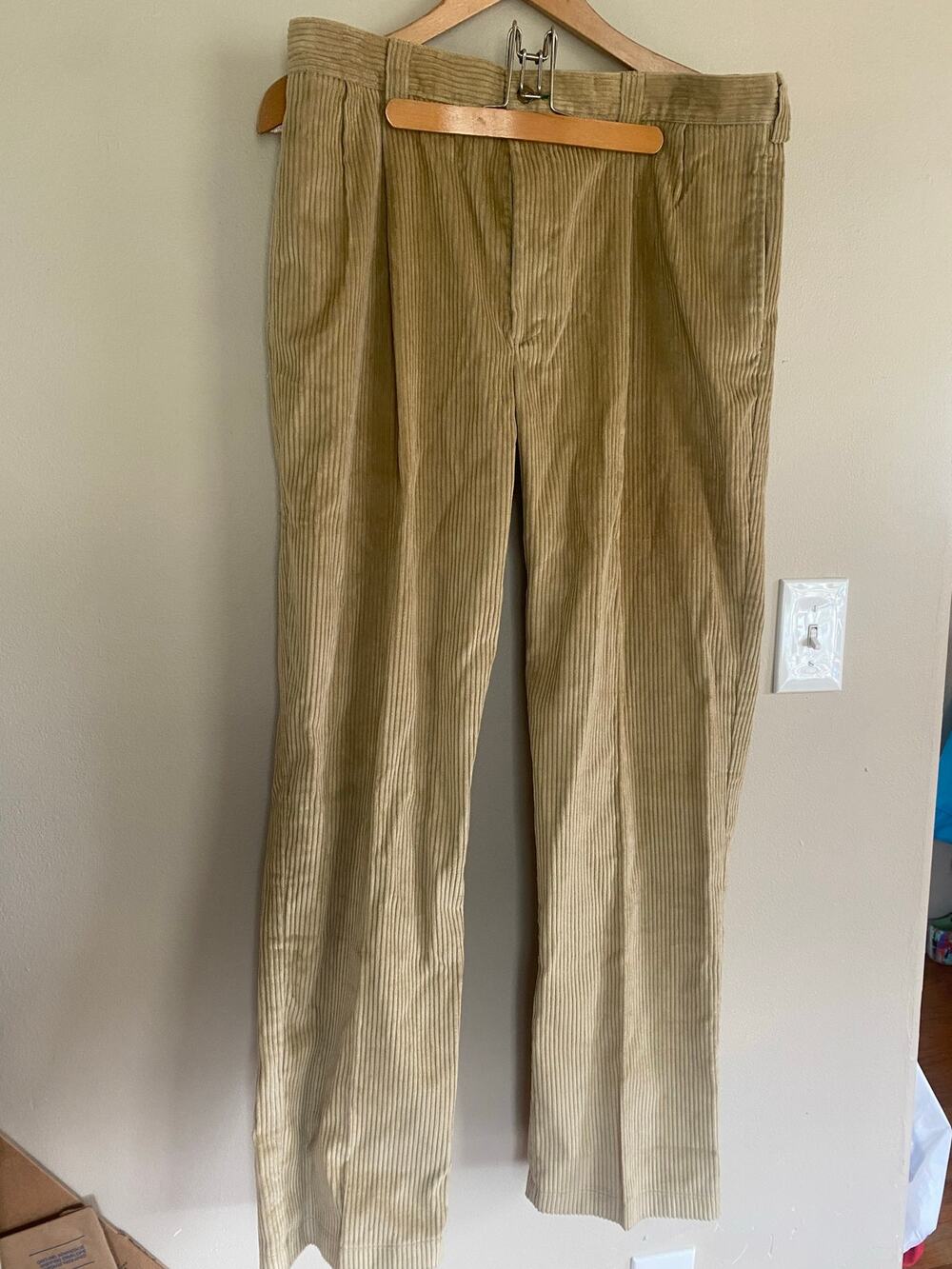 NWT Vtg Tommy Hilfiger Corduroys Pleated Tan Beige 36x32 Y2K
